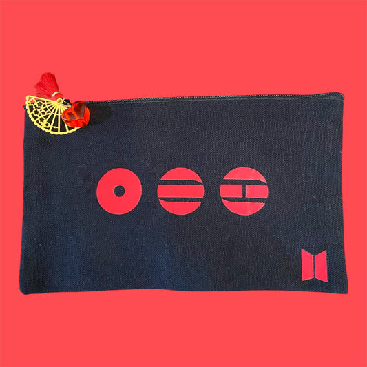 Limited Edition OT7 Comeback Inspired Minimalist Cosmetic/Pencil Pouch: Red Heart Charm Zipper Pull