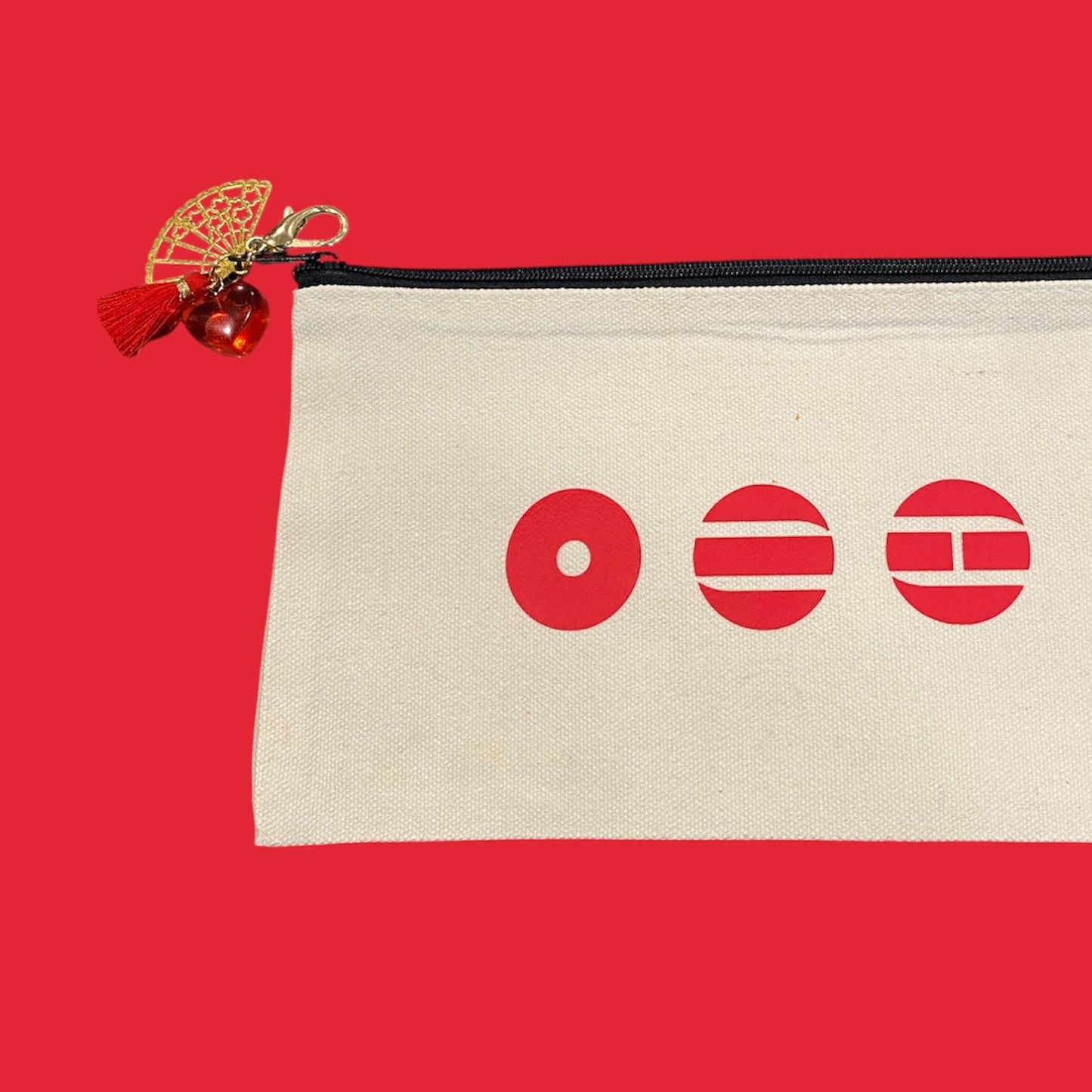 Limited Edition OT7 Comeback Inspired Minimalist Cosmetic/Pencil Pouch: Red Heart Charm Zipper Pull